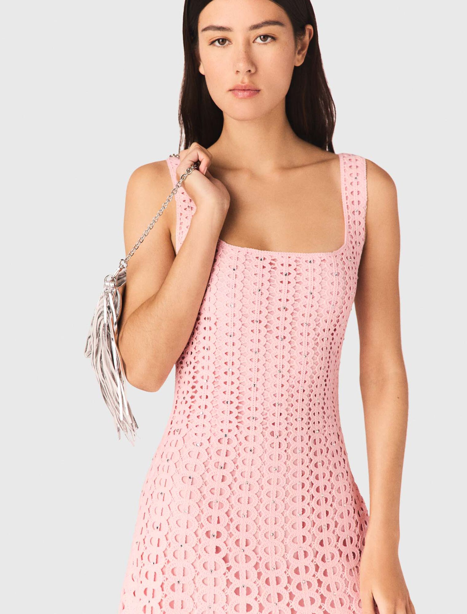 Rhinestone crochet midi dress