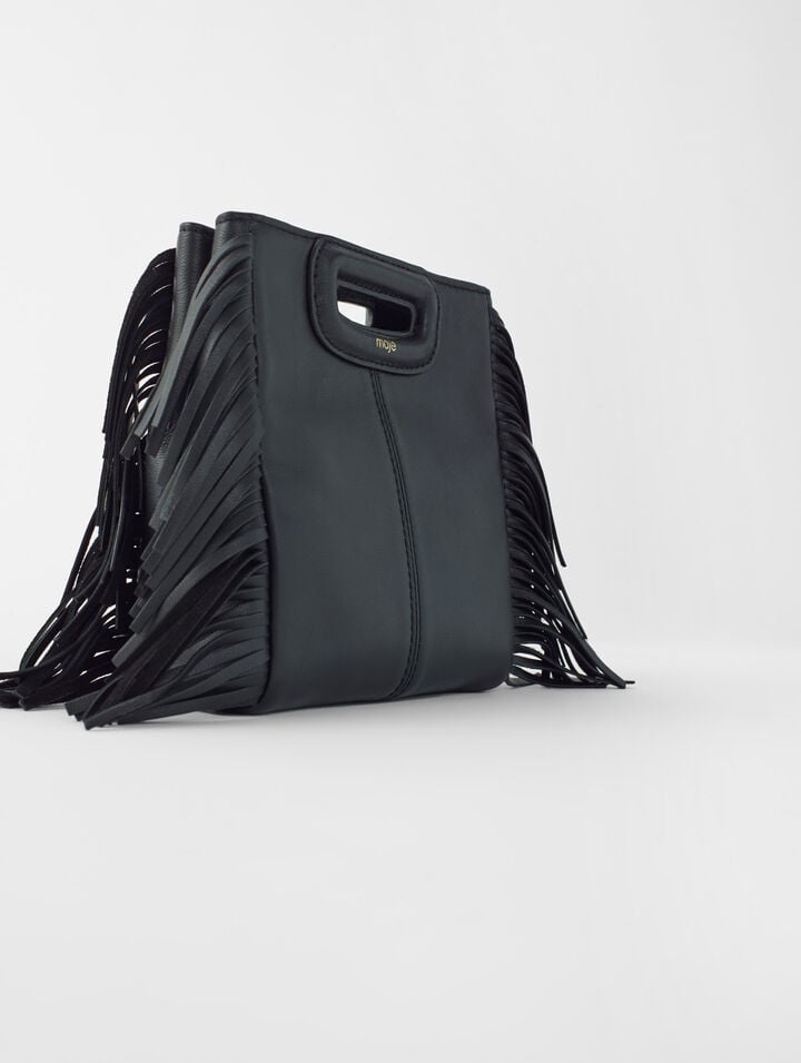 Leather mini M bag with chain