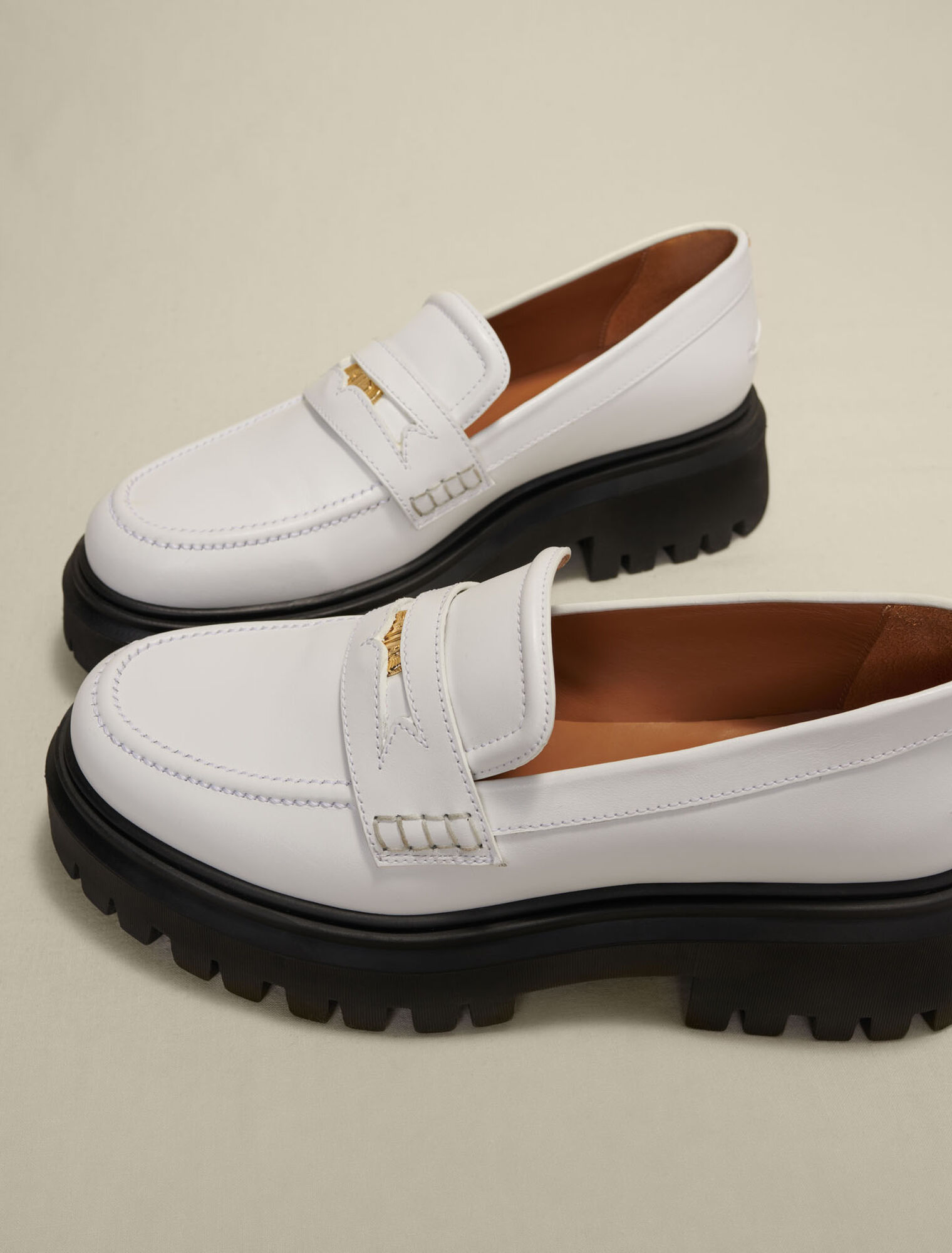 Leather platform loafers