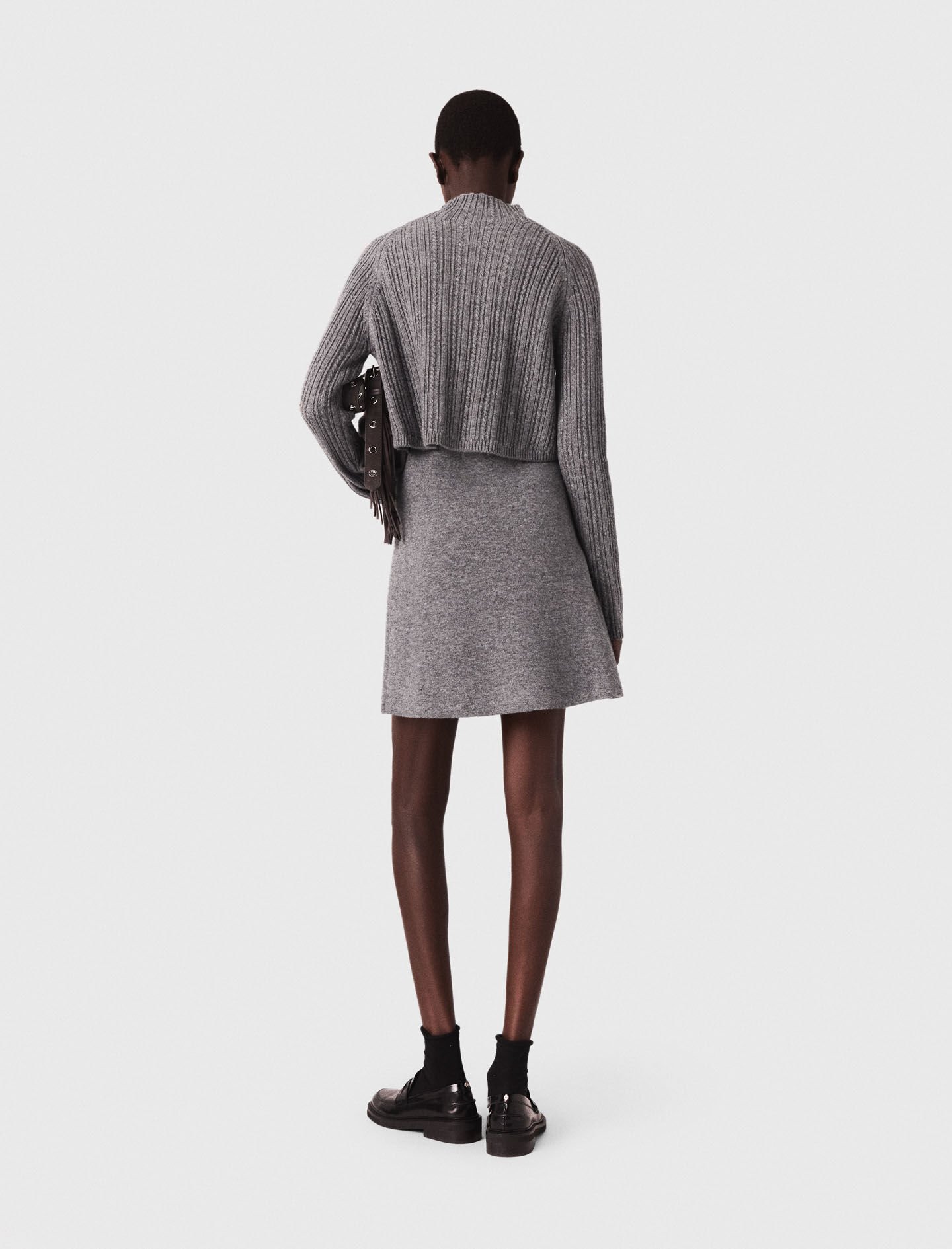 Embroidered logo cropped sweatshirt Black / Gray For Women