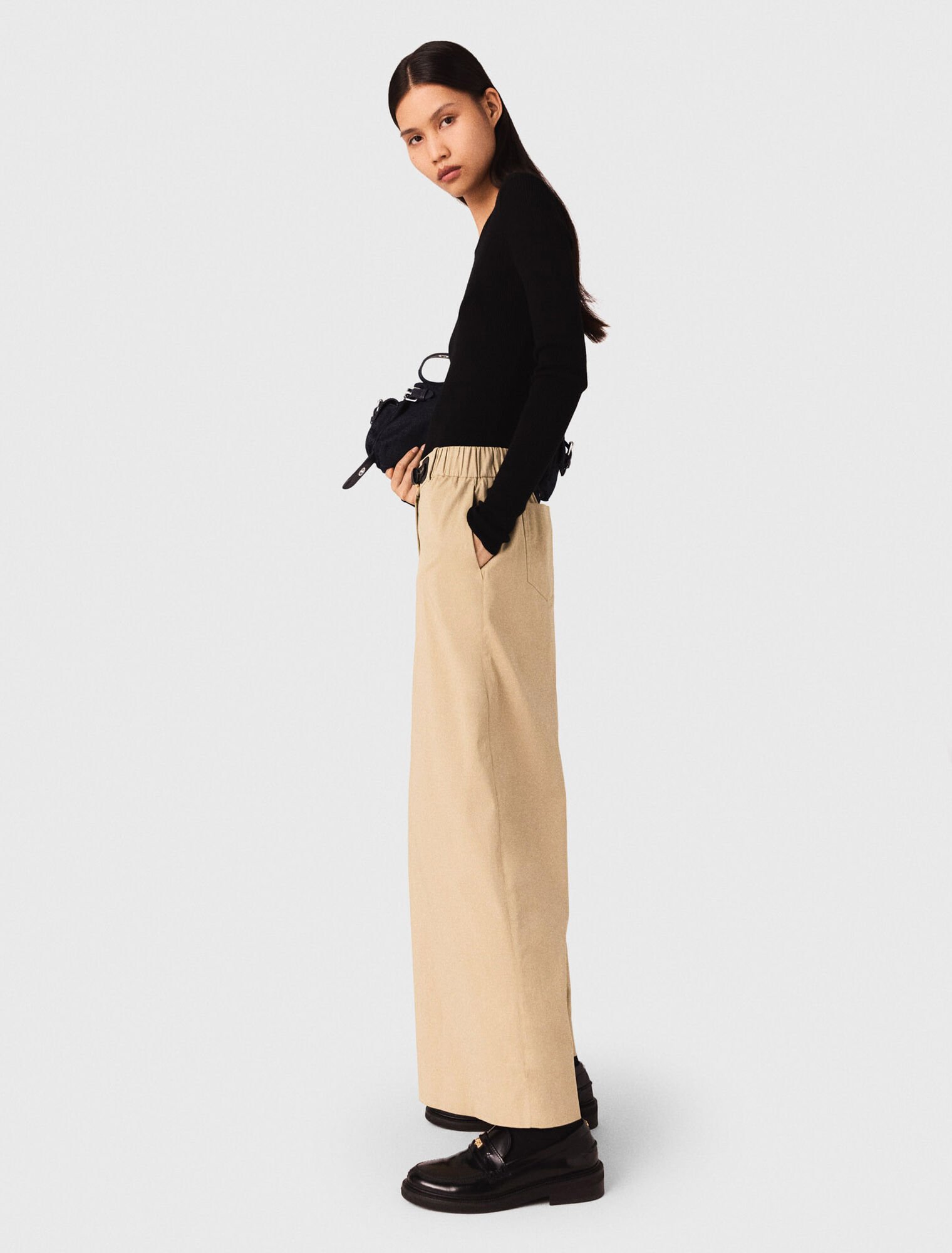 Wide-leg cotton pants