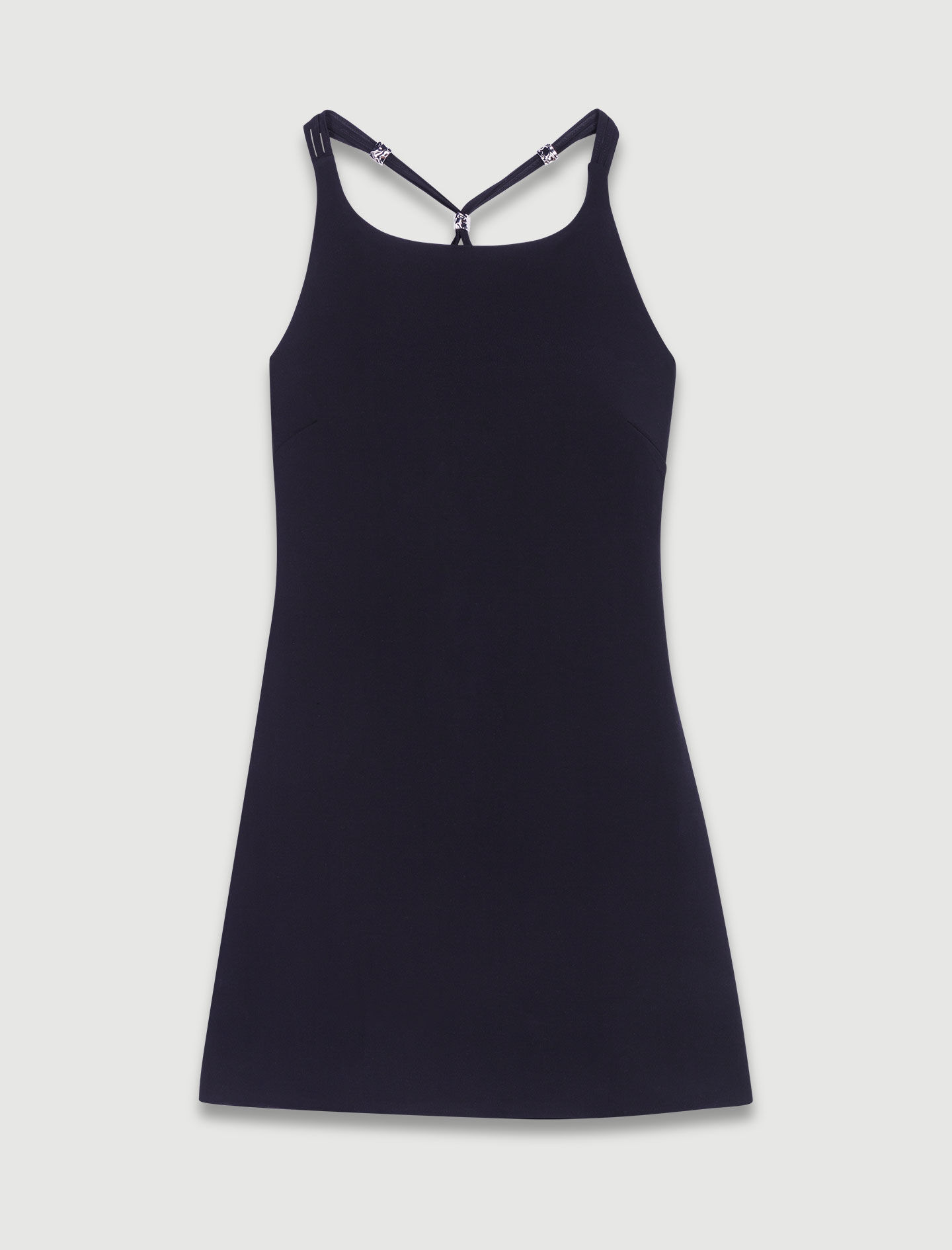 MAJE [マージ] Eyelet Knit Mini Dress Mini eyelet knit dress Black / Gray For Women | Maje