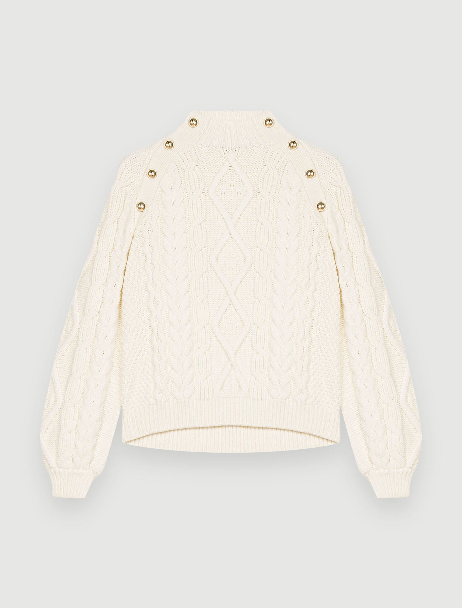 Ecru braided knit chunky sweater