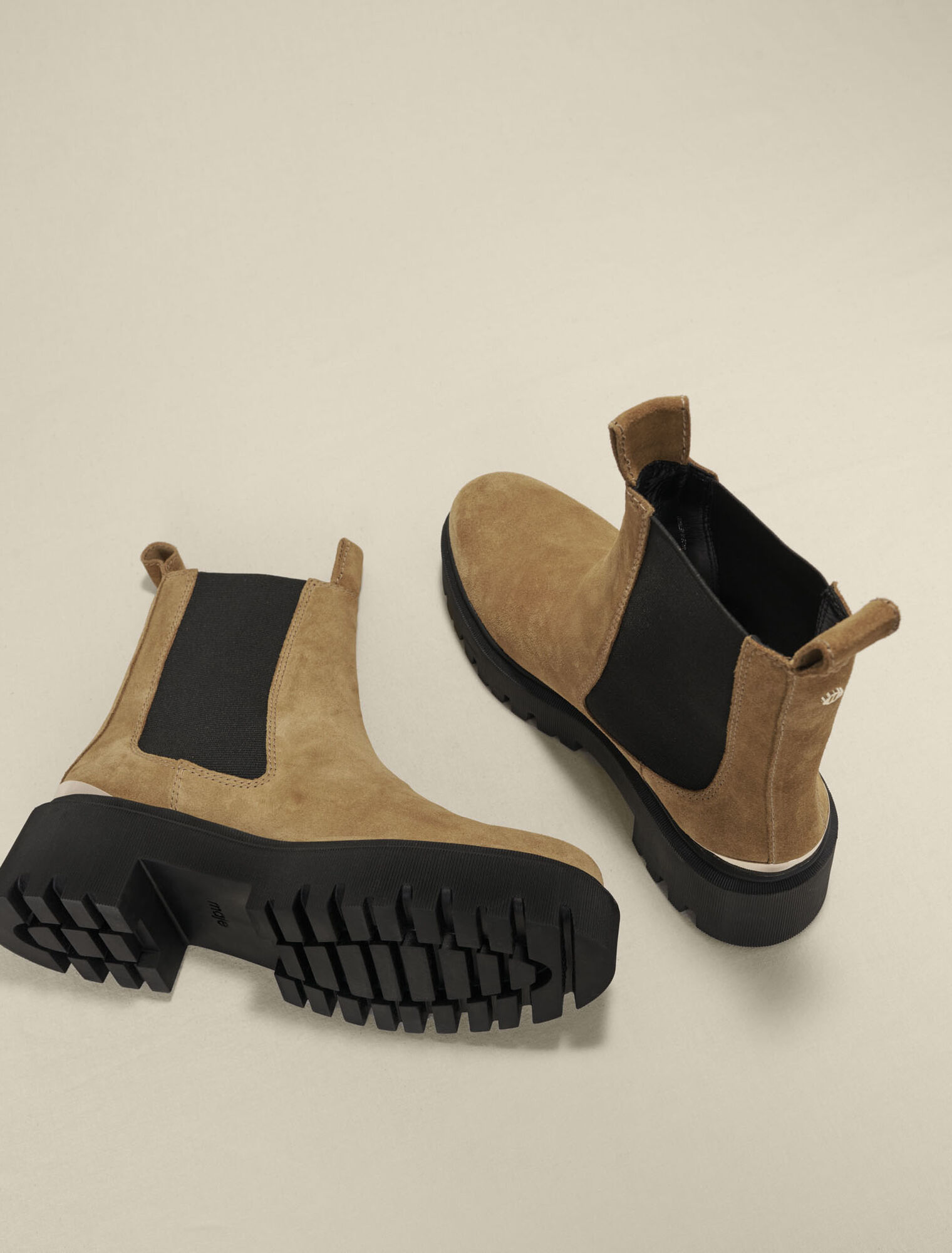 Leather platform ankle boots