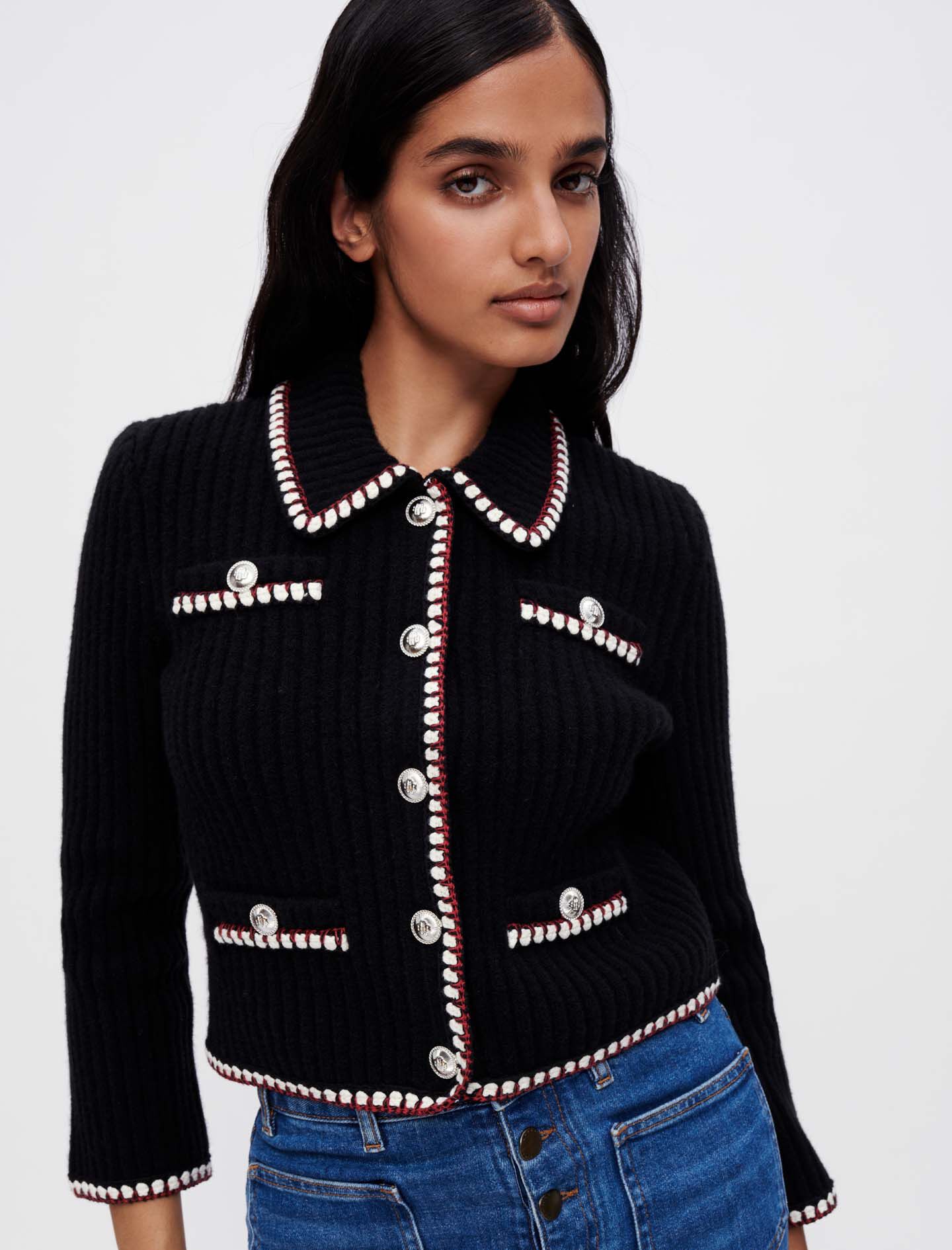 Maje クロップド カーディガン Cropped short sleeve cardigan Red For Women | Maje