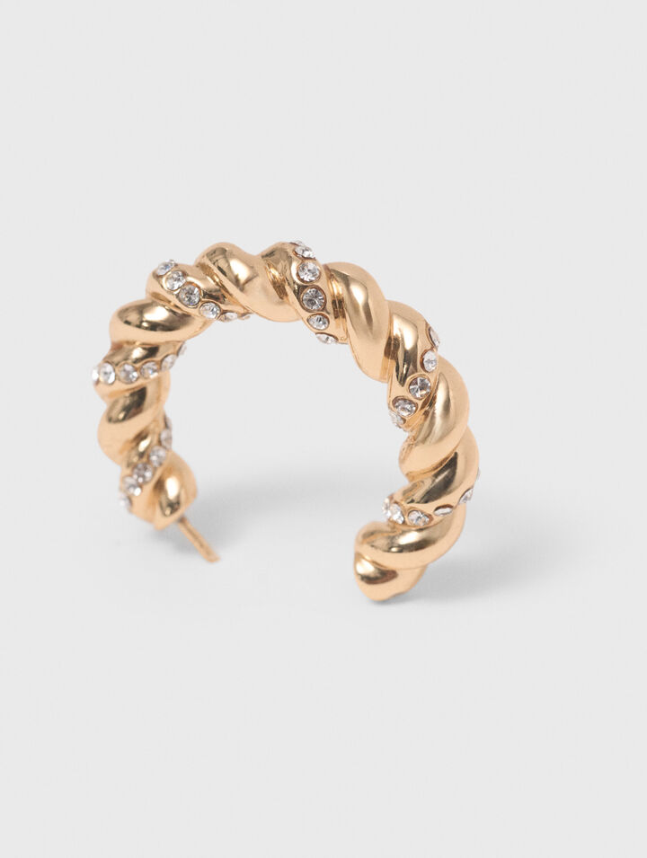 Twisted rhinestone hoop earrings