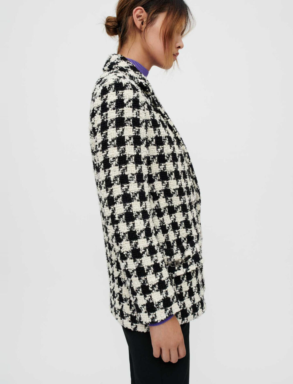 Wide, thick houndstooth jacket