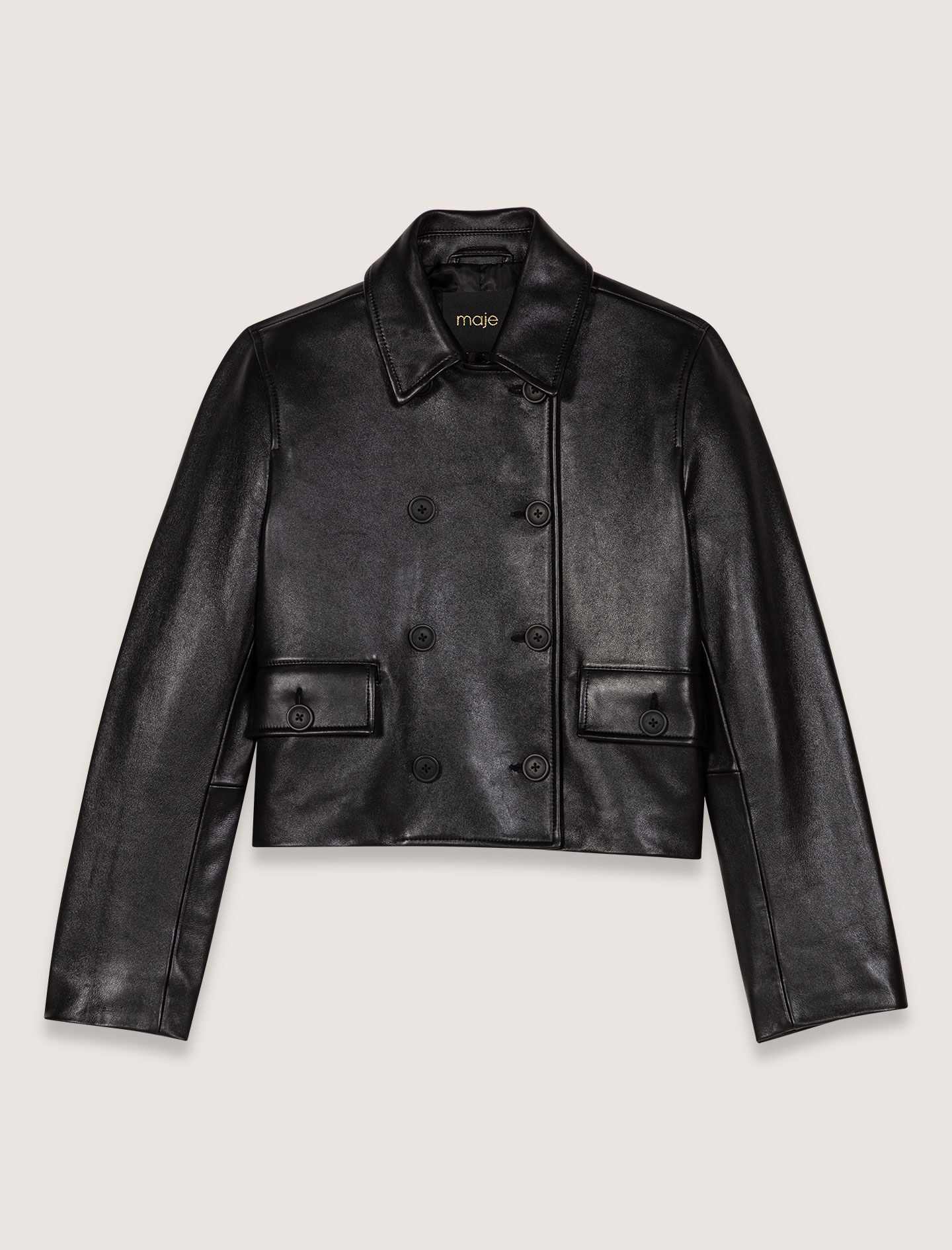 Cropped leather jacket Black / Gray For Women | Maje