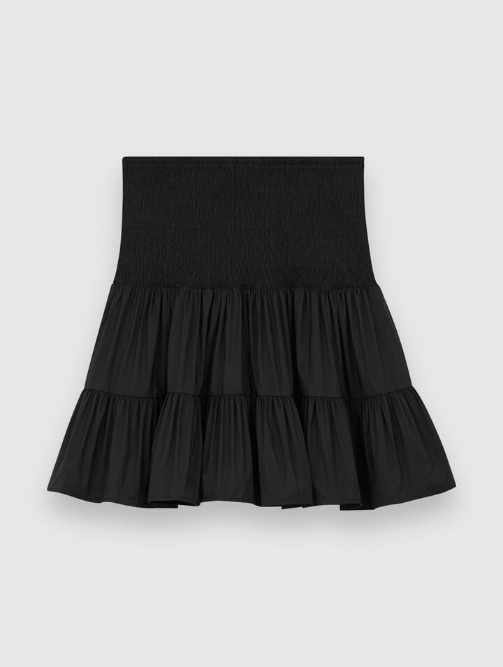Short skirt with smocking and ruffles