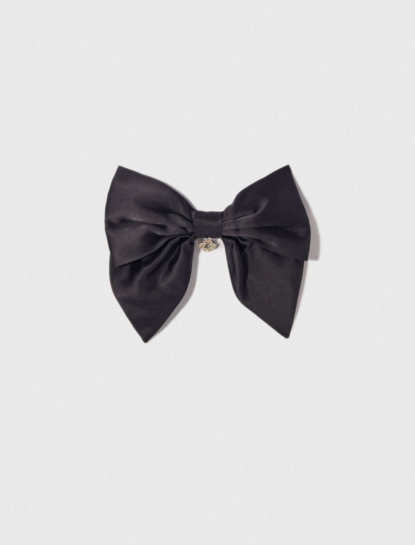 Satin-effect bow barrette Black / Gray For Women | Maje