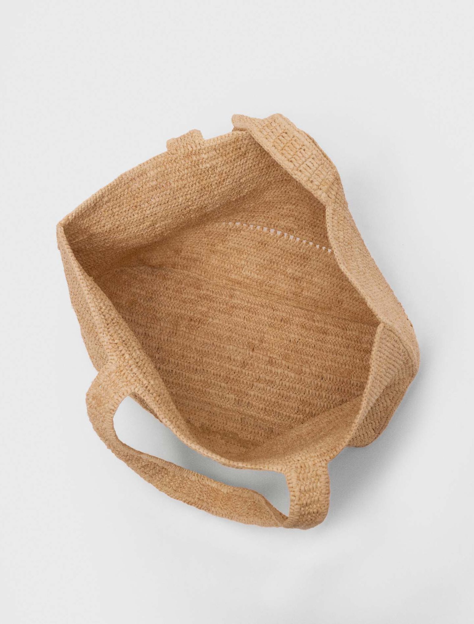 Natural crocheted raffia tote bag