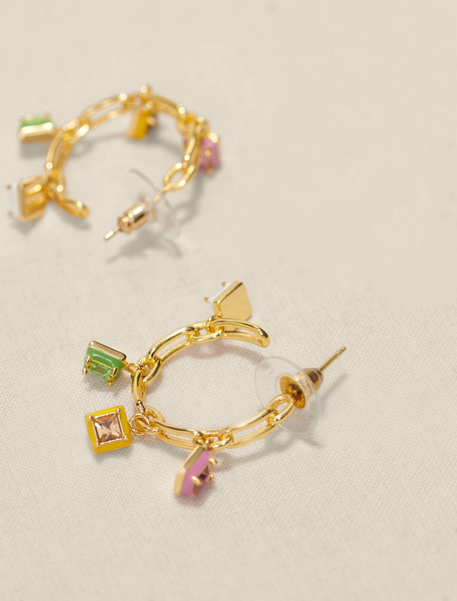 Hoops with rhinestones and enamel