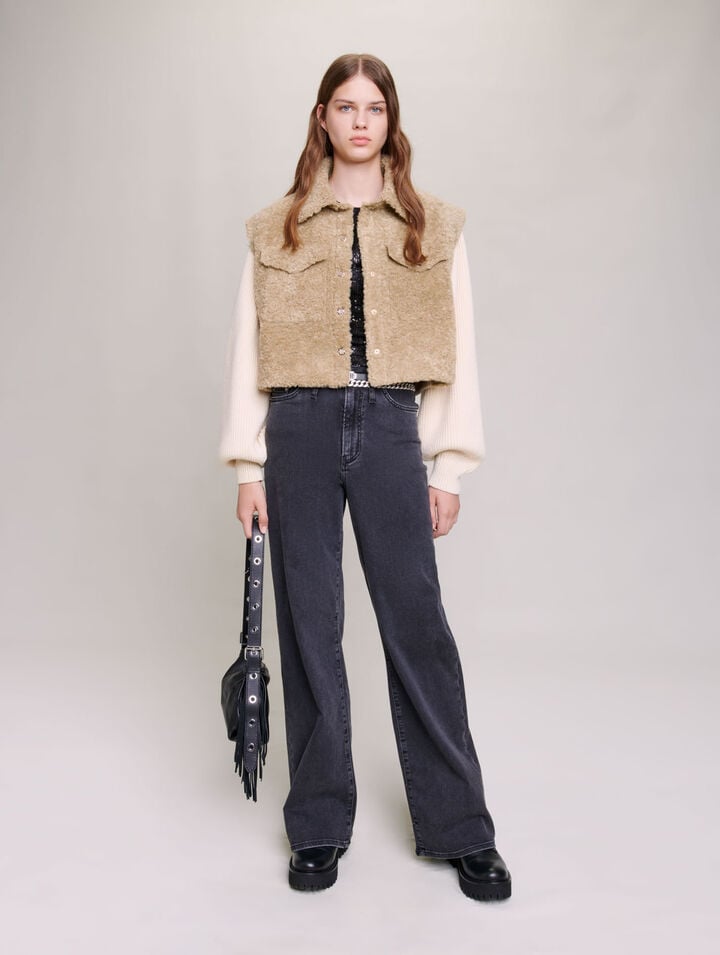 Faux fur and knit jacket