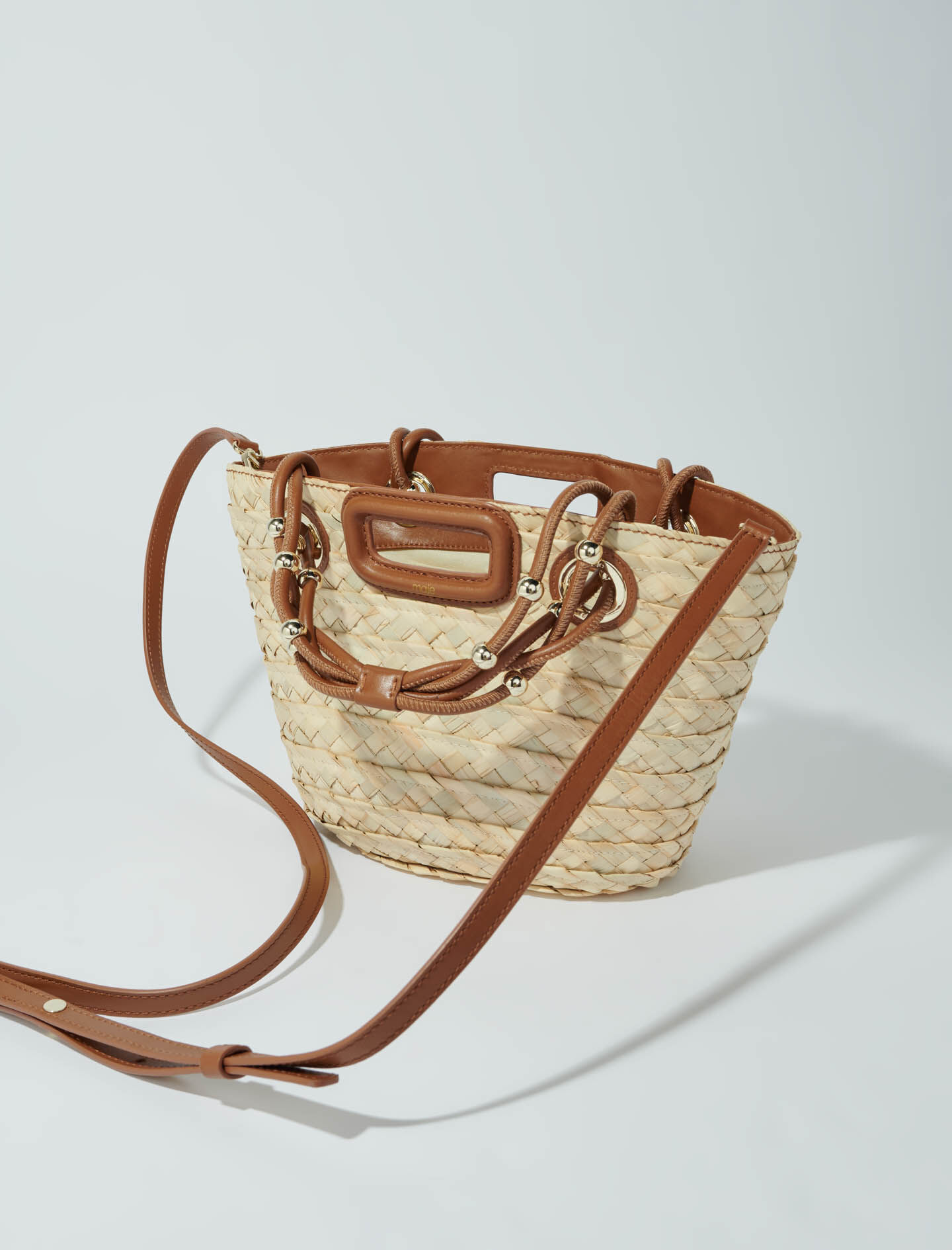 Mini woven basket bag Brown For Women | Maje