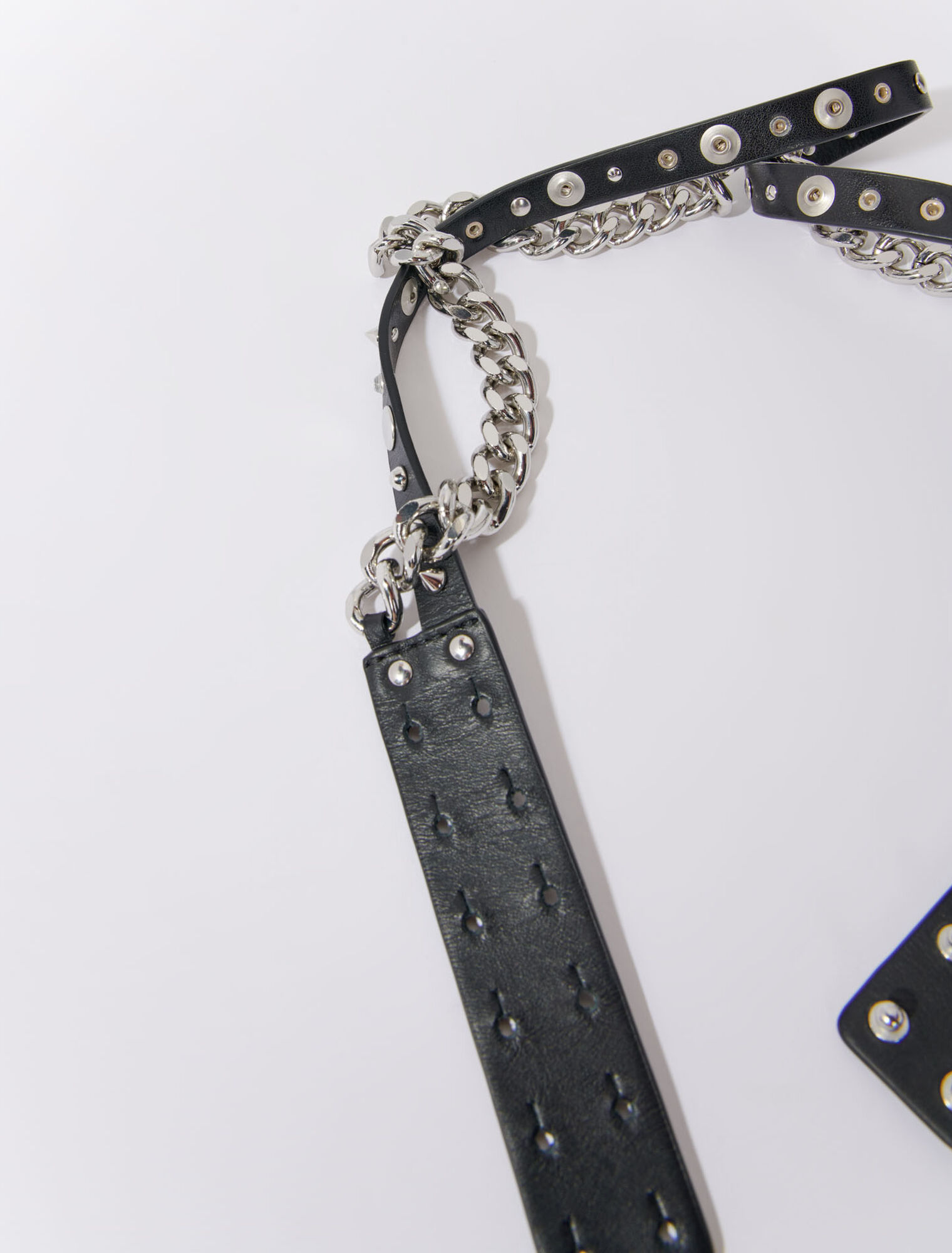 Double leather and chain belt