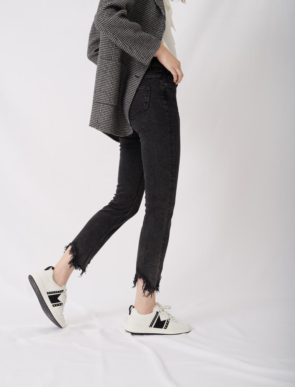 Two-tone leather sneakers