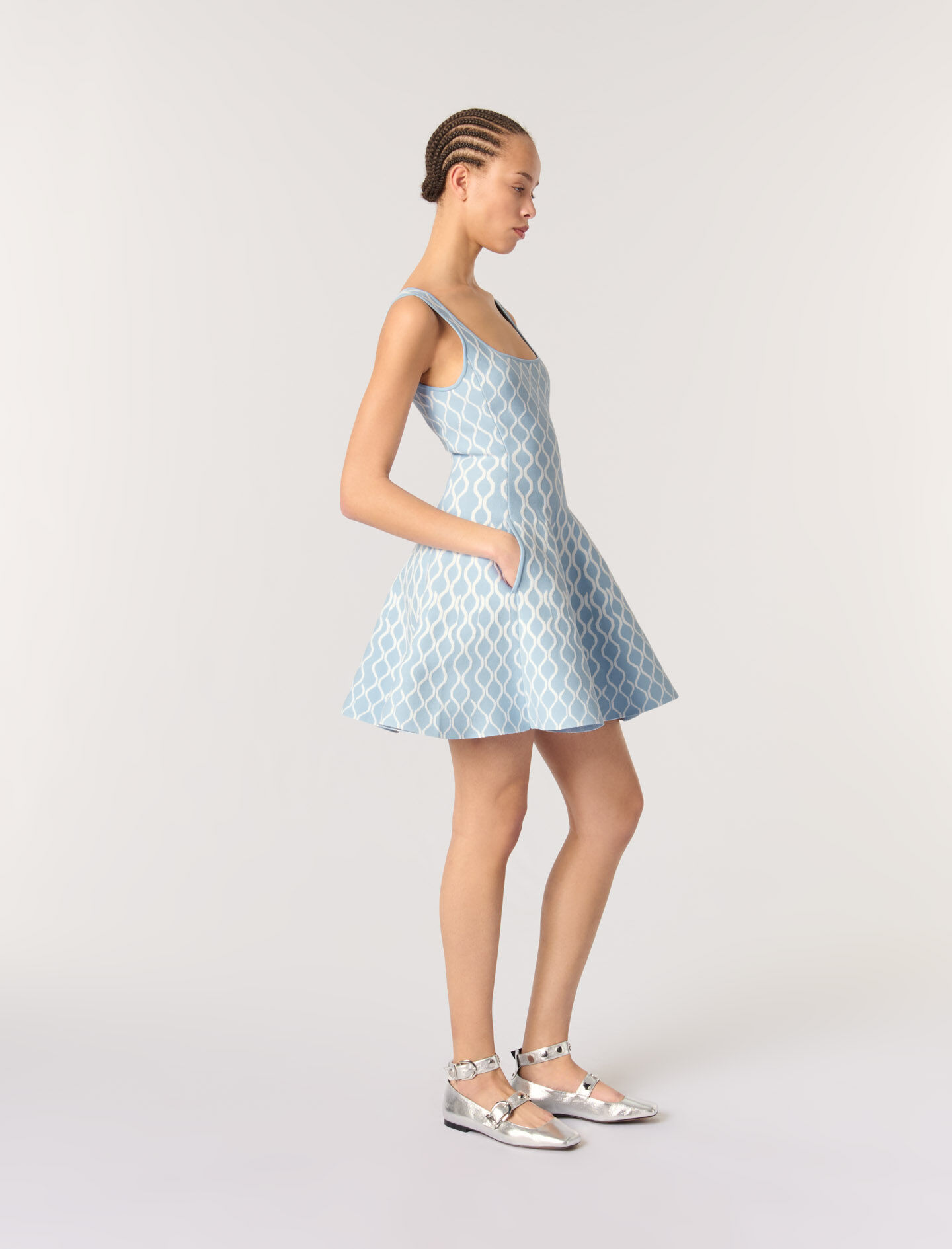 Jacquard knit mini dress Bicolor For Women | Maje