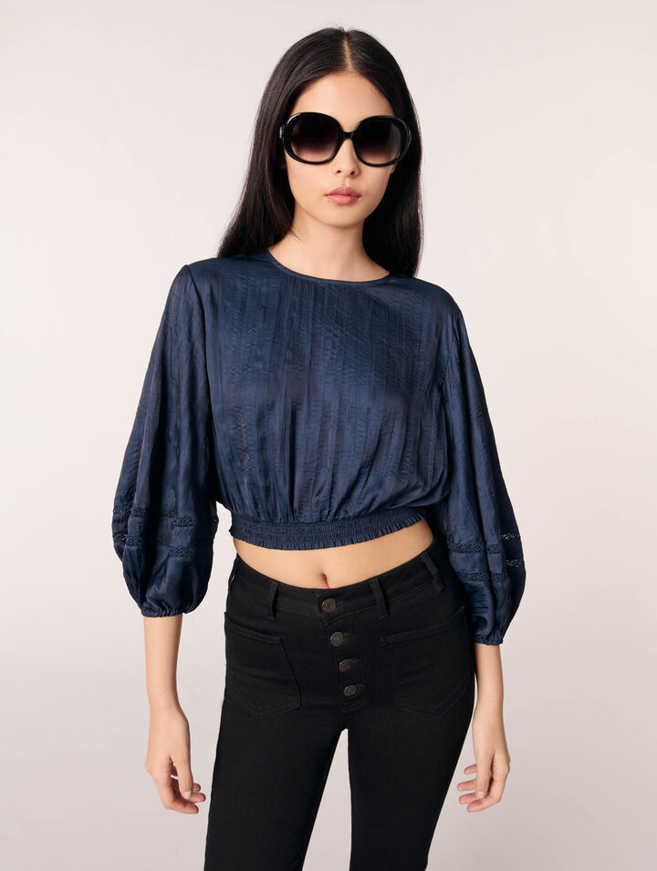 Satin-look cropped top