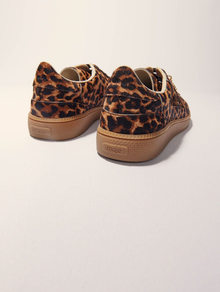 Leopard print leather trainers