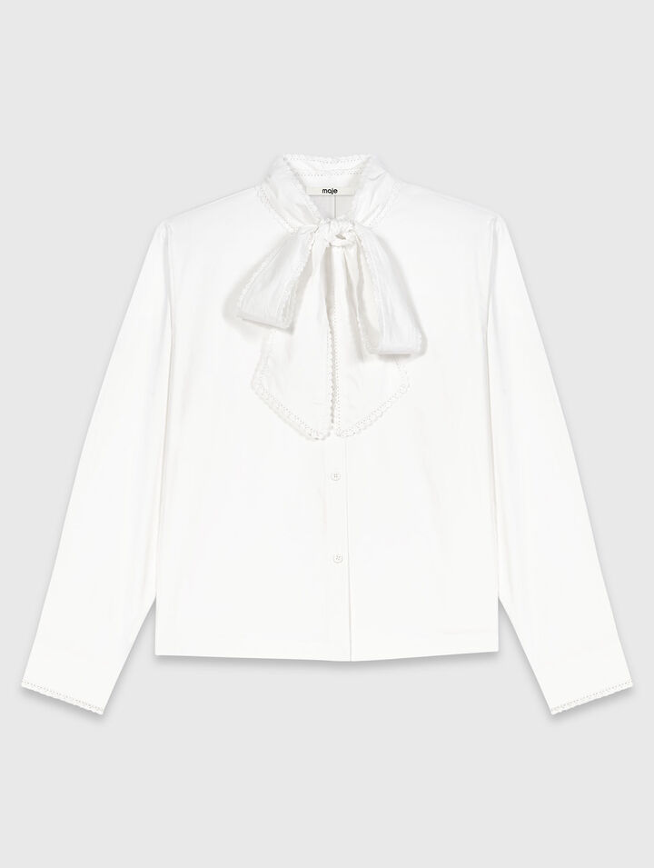 Shirt with removable pussy bow