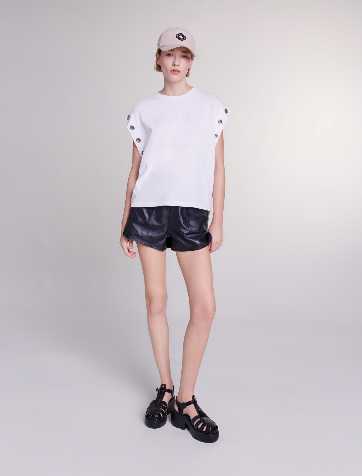 Eyelet detail T-shirt