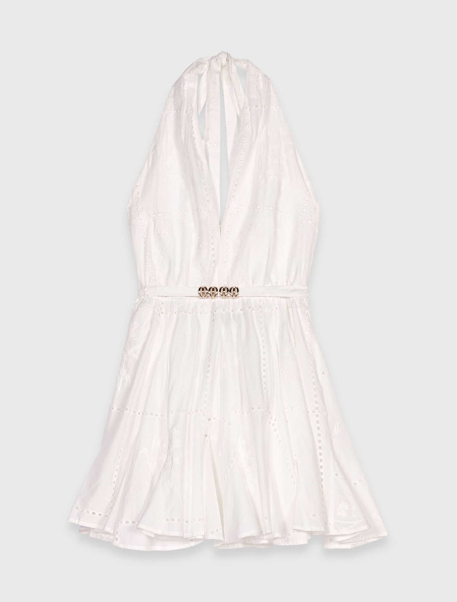 Short embroidered backless dress