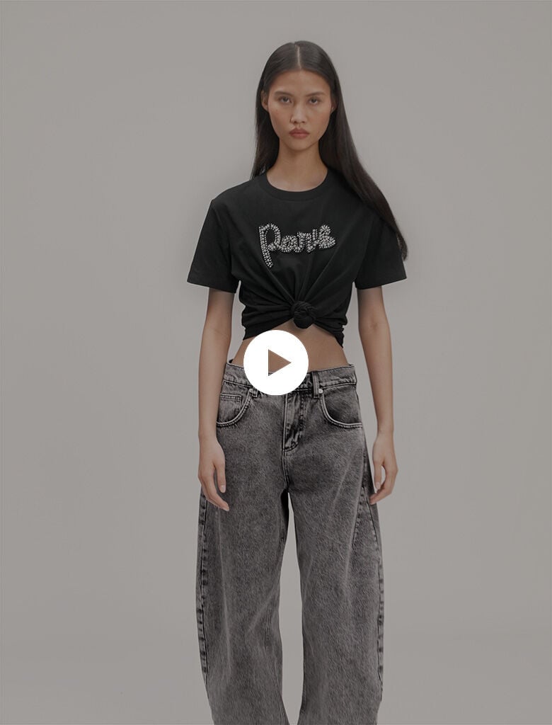 MAJE 売れ筋商品|||マージュ Tシャツ トップス レディース Tops Black Embroidered T-shirt Black / Gray For Women | Maje