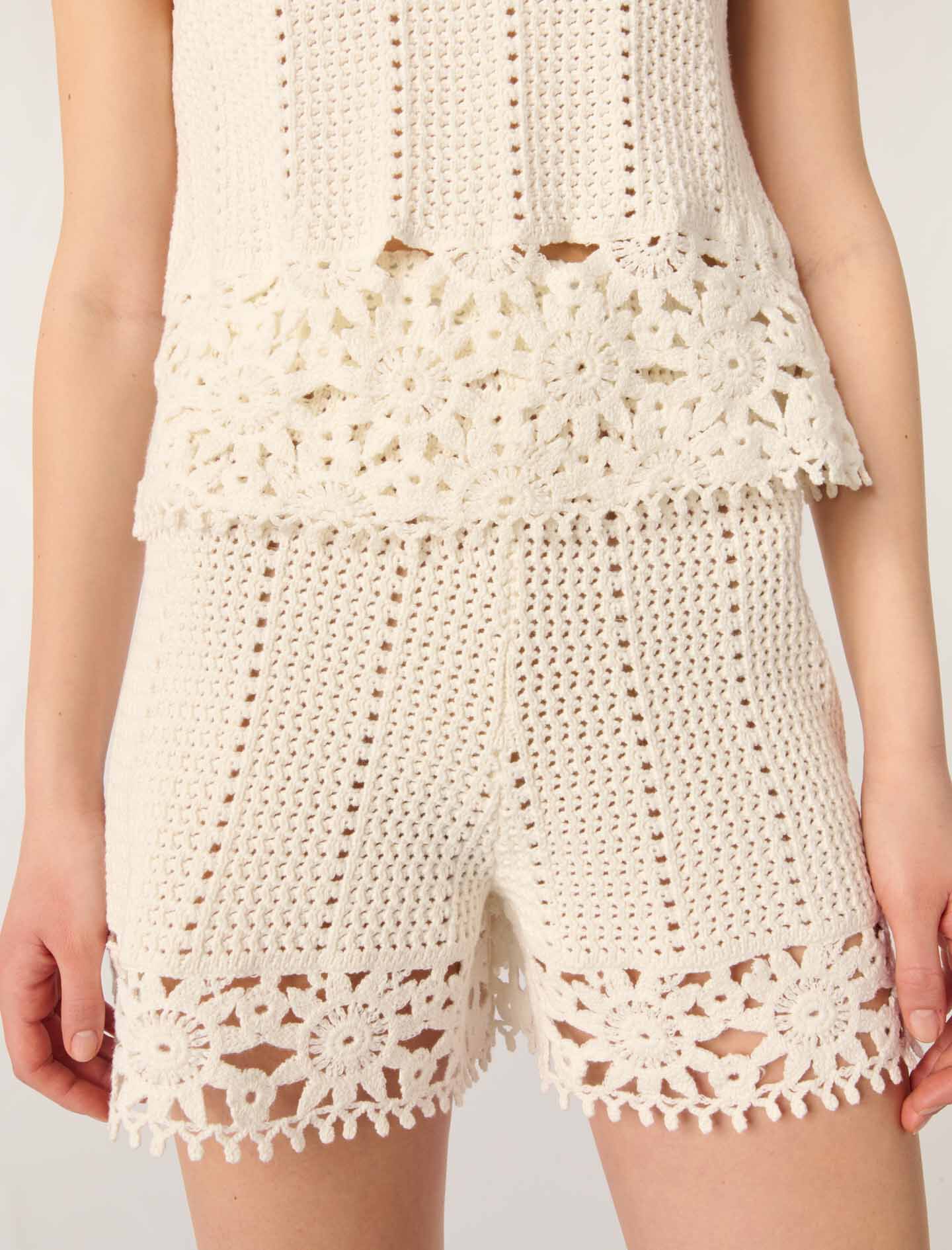 Crochet-knit shorts White For Women | Maje