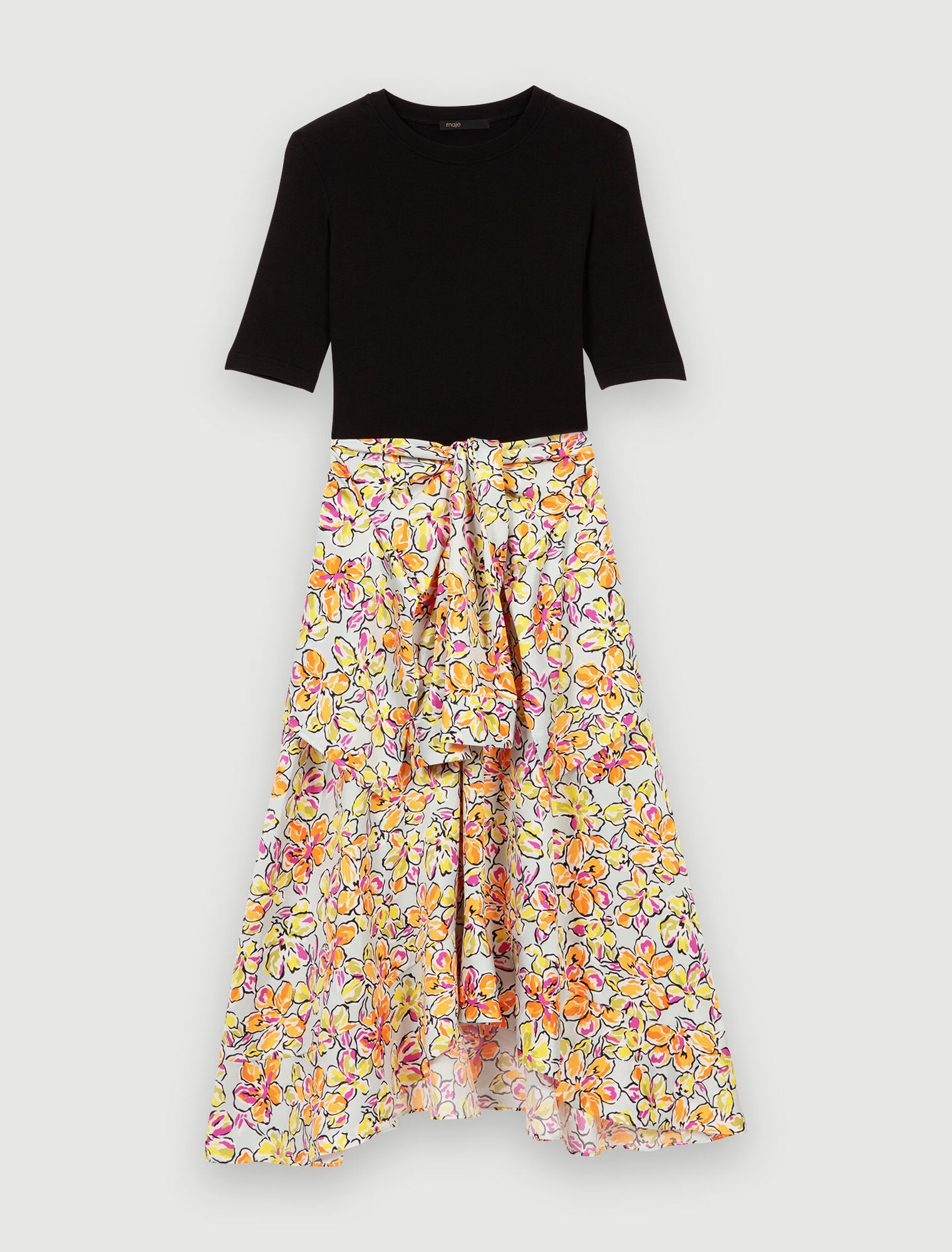 Floral print tie skirt