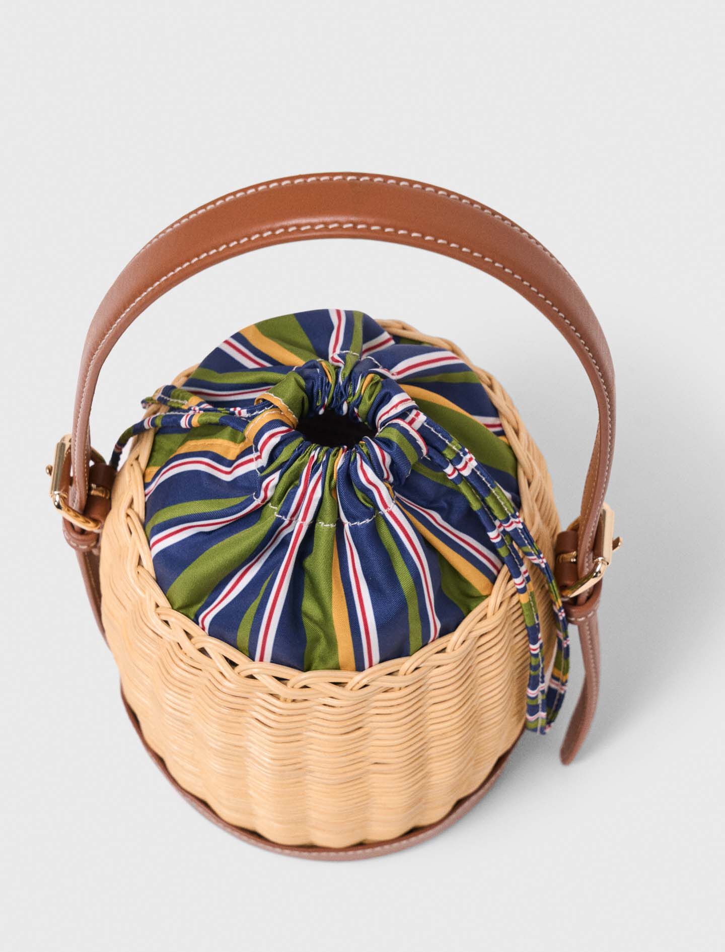 Wicker basket with printed pouch Natural For Women | Maje