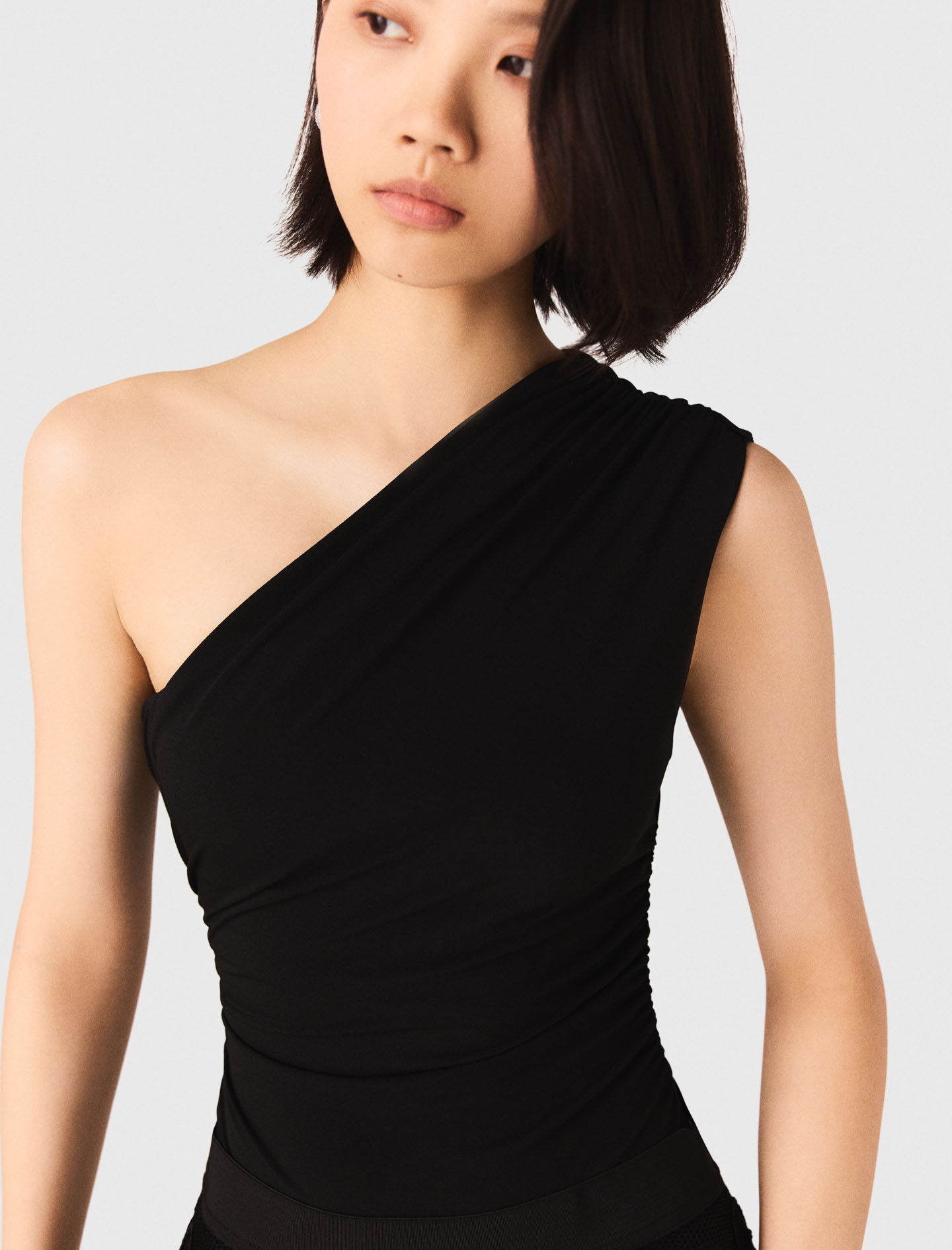 Asymmetric bodysuit Black / Gray For Women | Maje