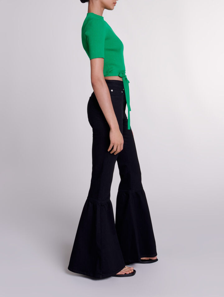 Knit crop top with ties