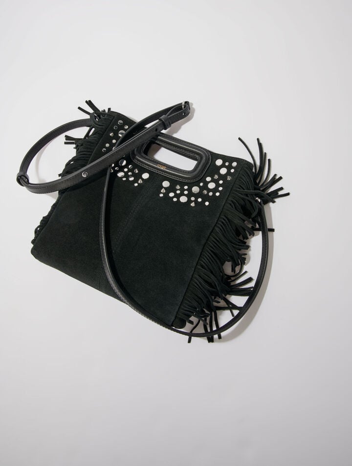 Fringed leather M bag