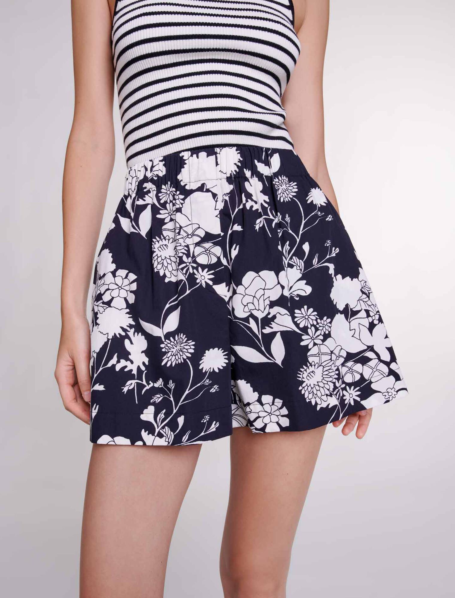 Patterned cotton shorts