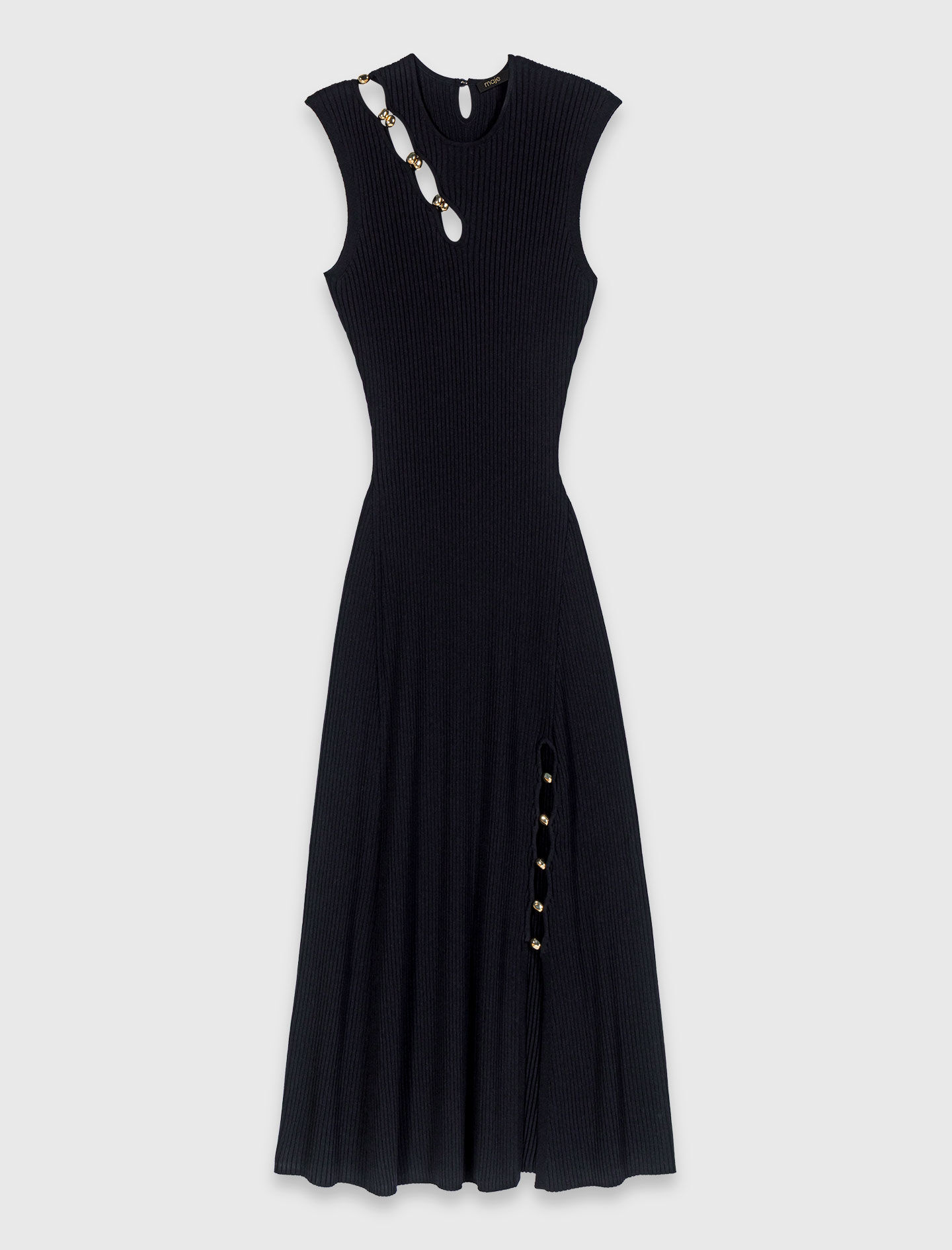 Maje ワンピース Cutaway rib knit maxi dress Black / Gray For Women | Maje