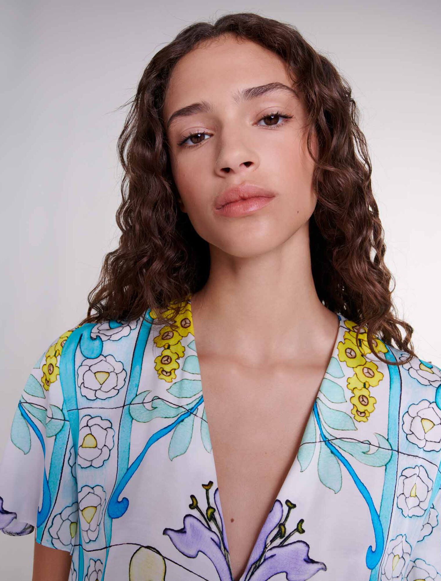 Short satin-effect print dress