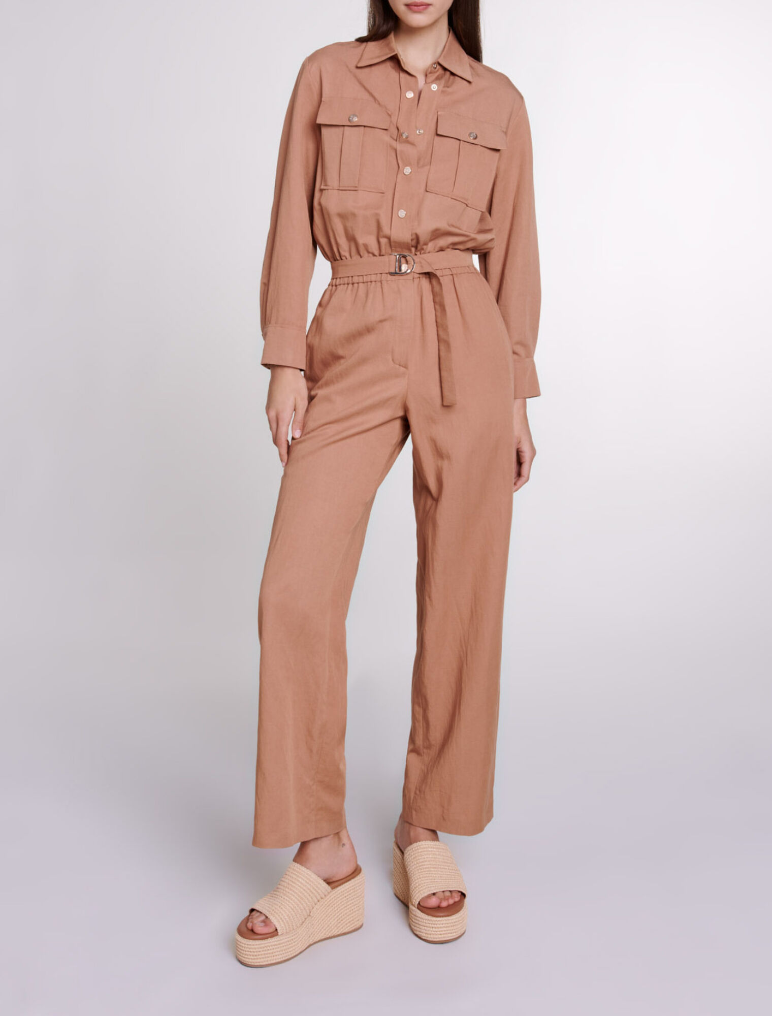 Linen blend trouser suit
