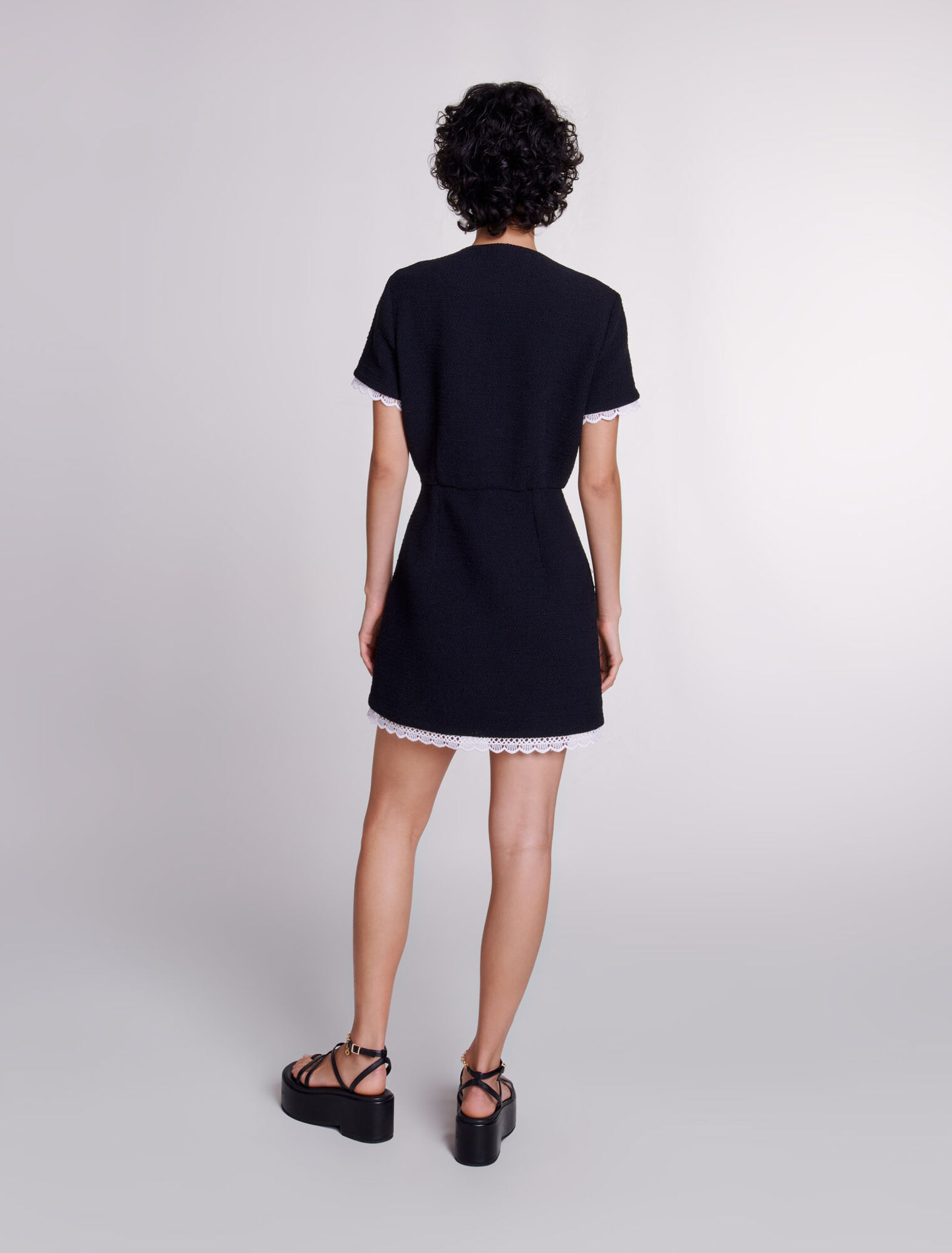 Short tweed dress with trim