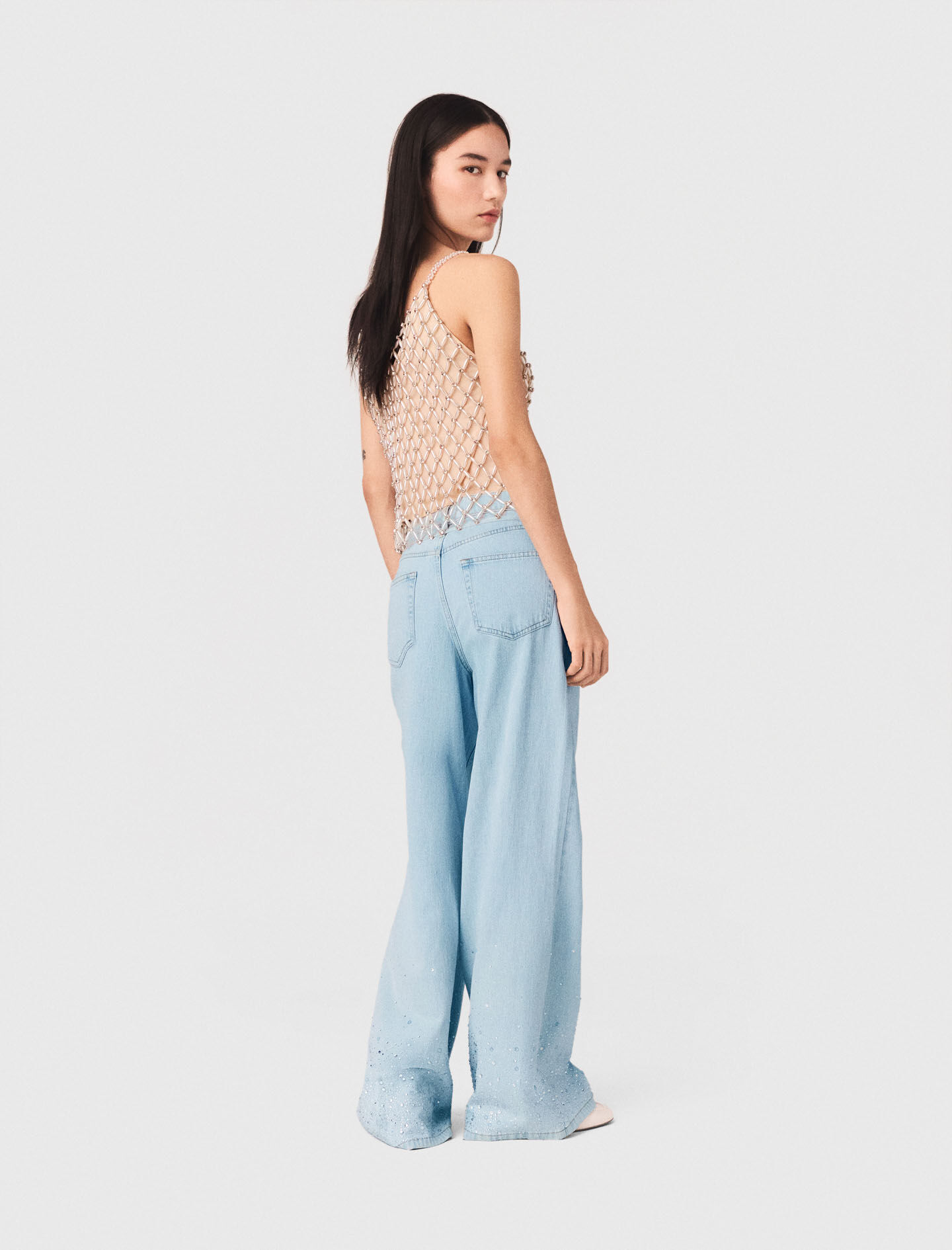 Beaded top with lining White For Women | Maje