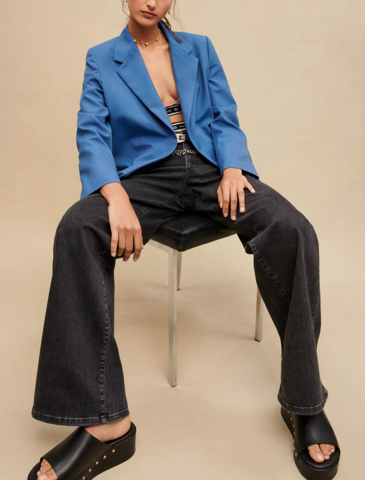 Blue straight tailored jacket