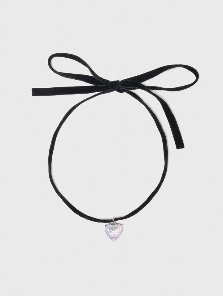 Heart necklace with velvet cord