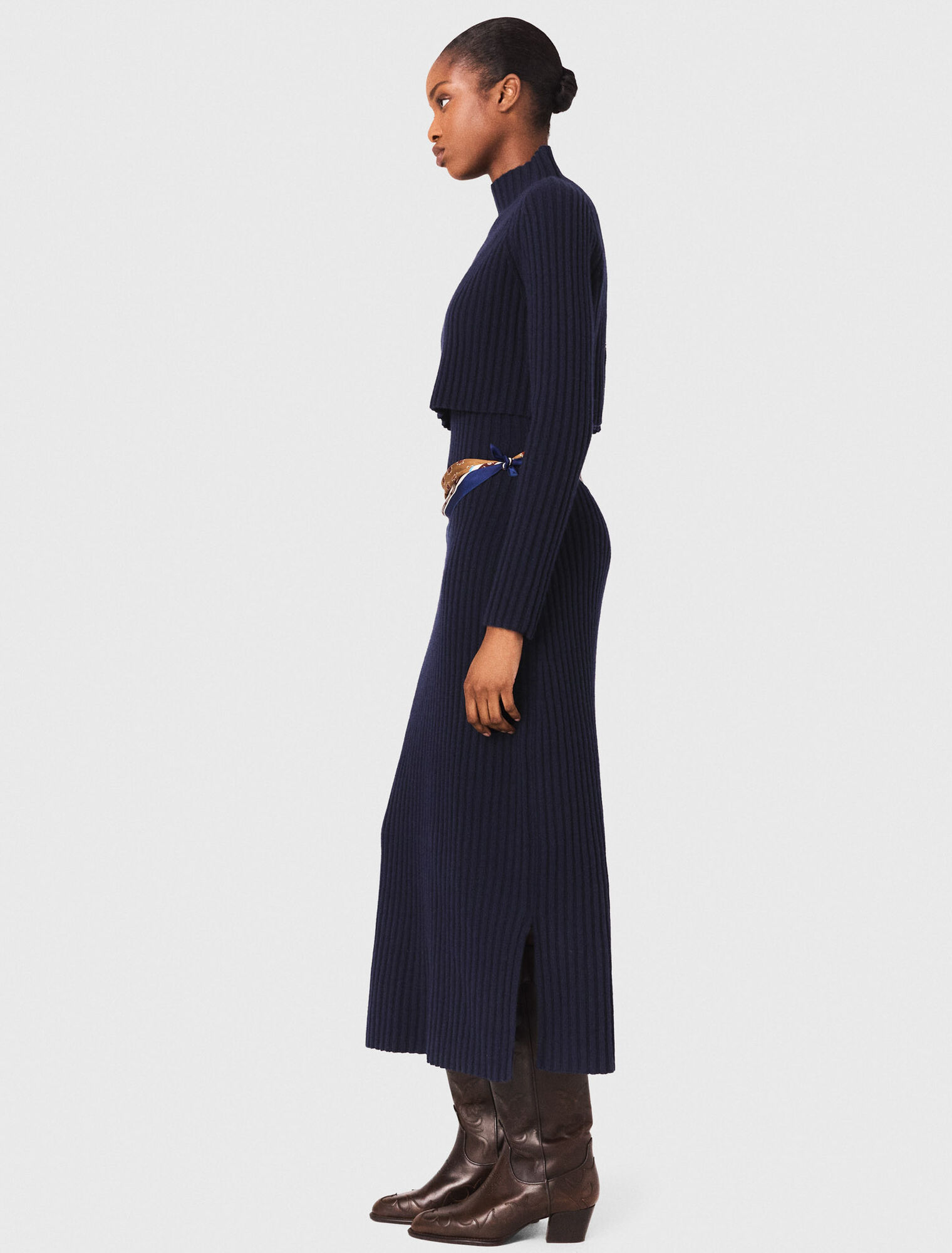 Knit dress with removable sweater