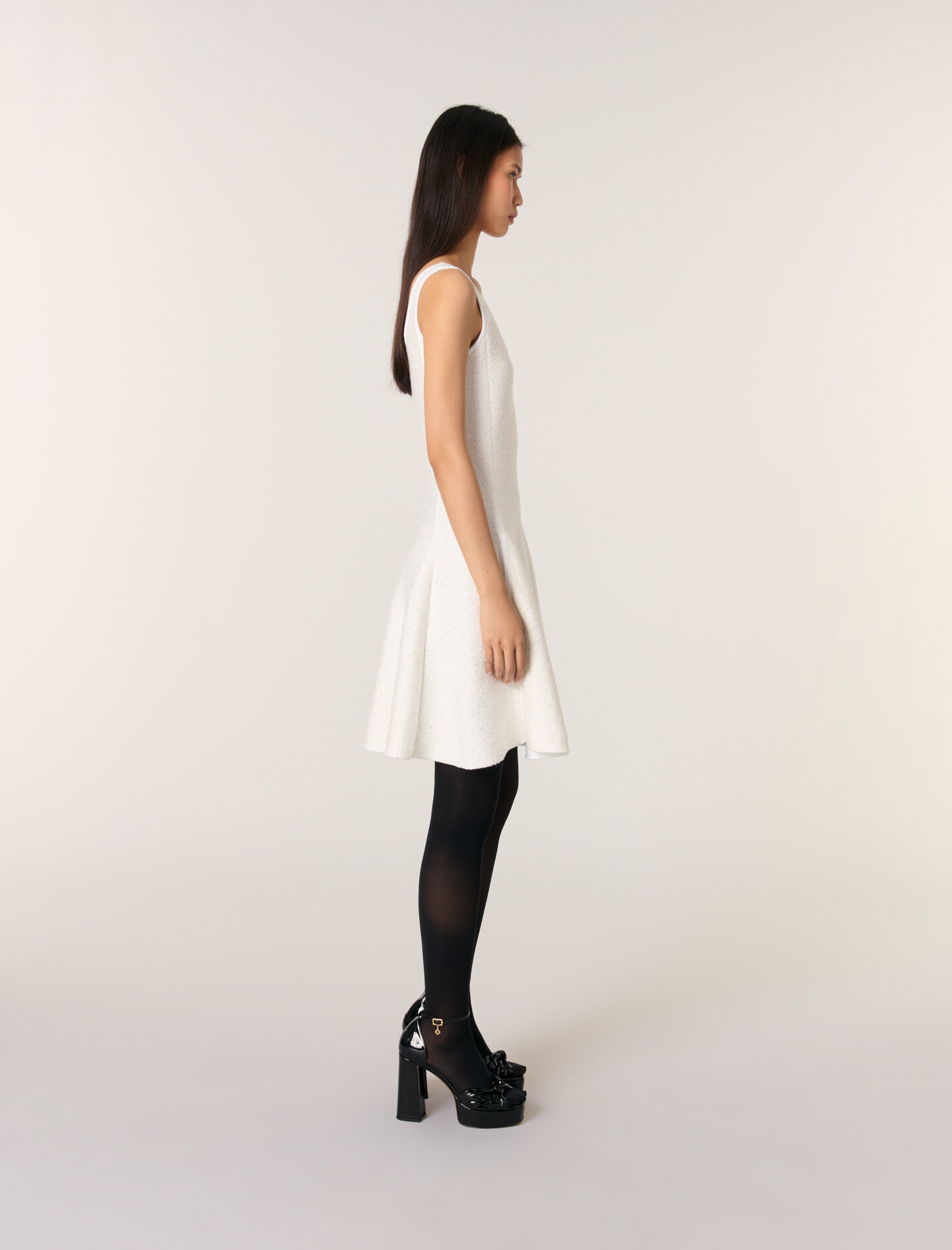 ＊ misappy⭐️ ＊ Sequin knit mini dress White For Women | Maje