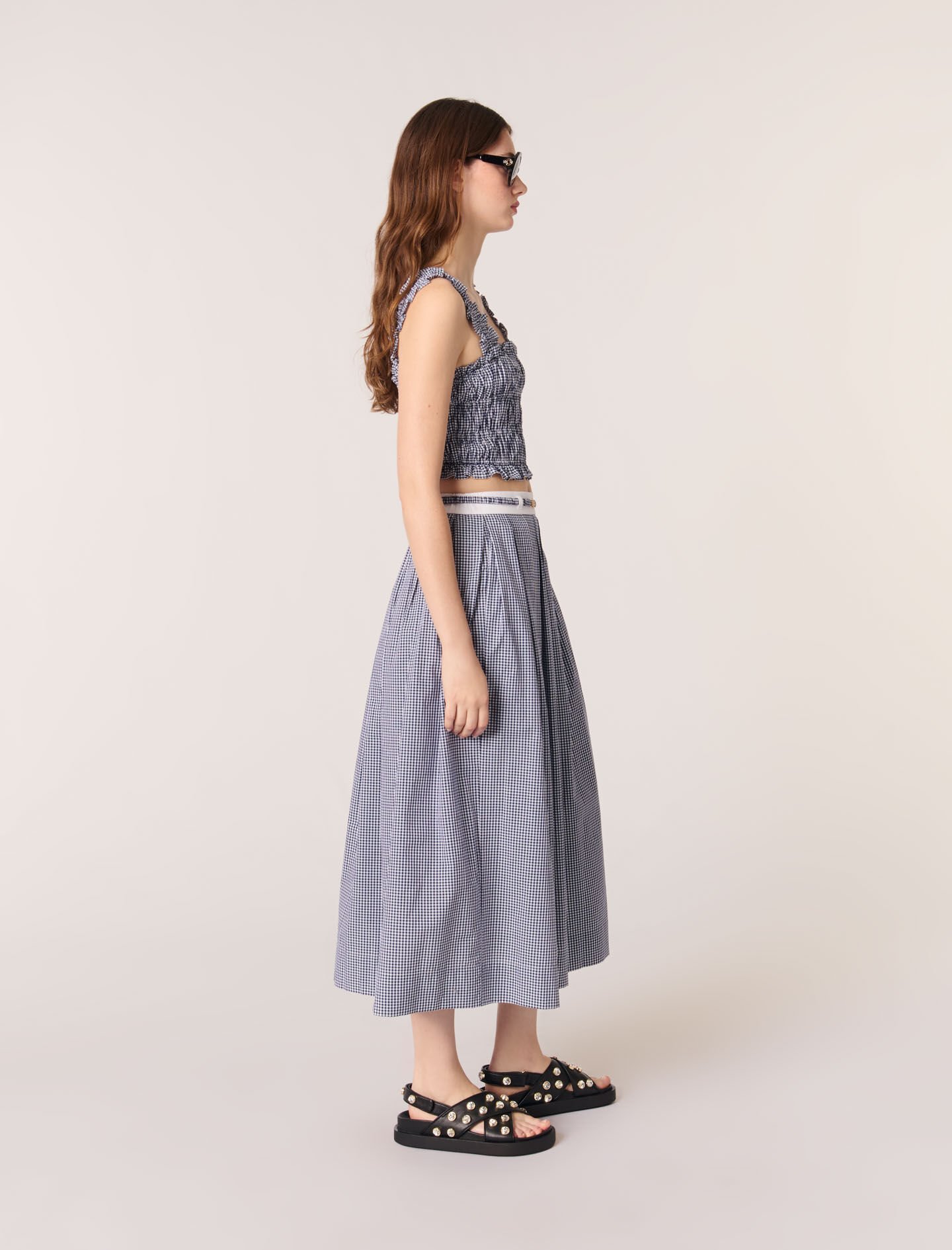 Gingham maxi skirt Bicolor For Women | Maje