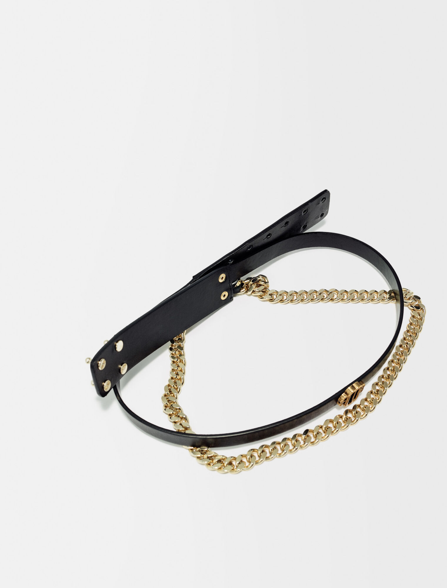 Leather and chain double belt