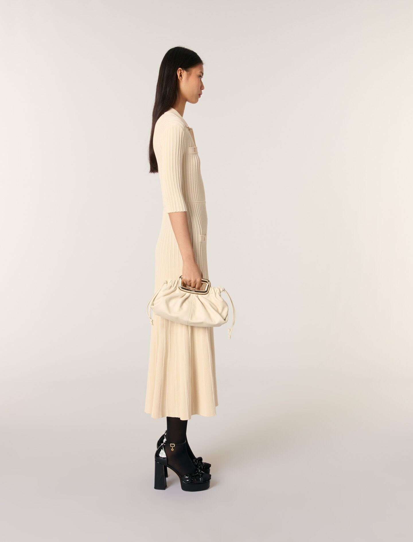 Sequin knit midi dress Natural For Women | Maje
