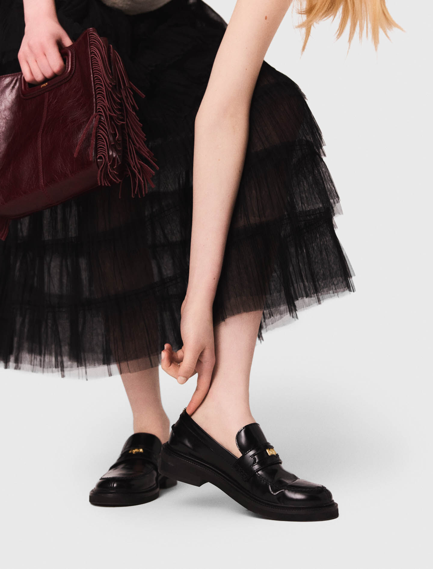 Leather loafers Black / Gray For Women | Maje