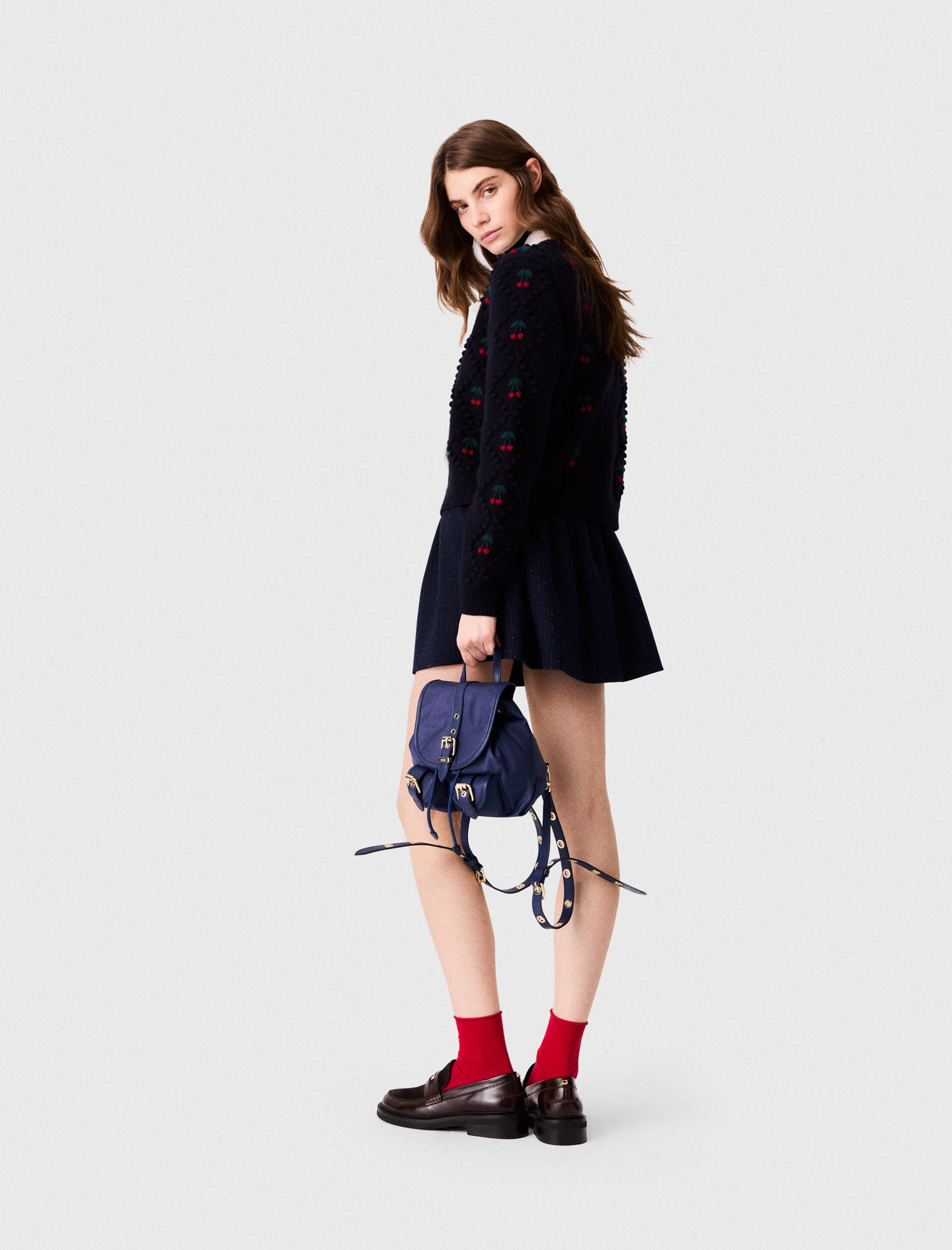 Metallic mock croc mini M bag