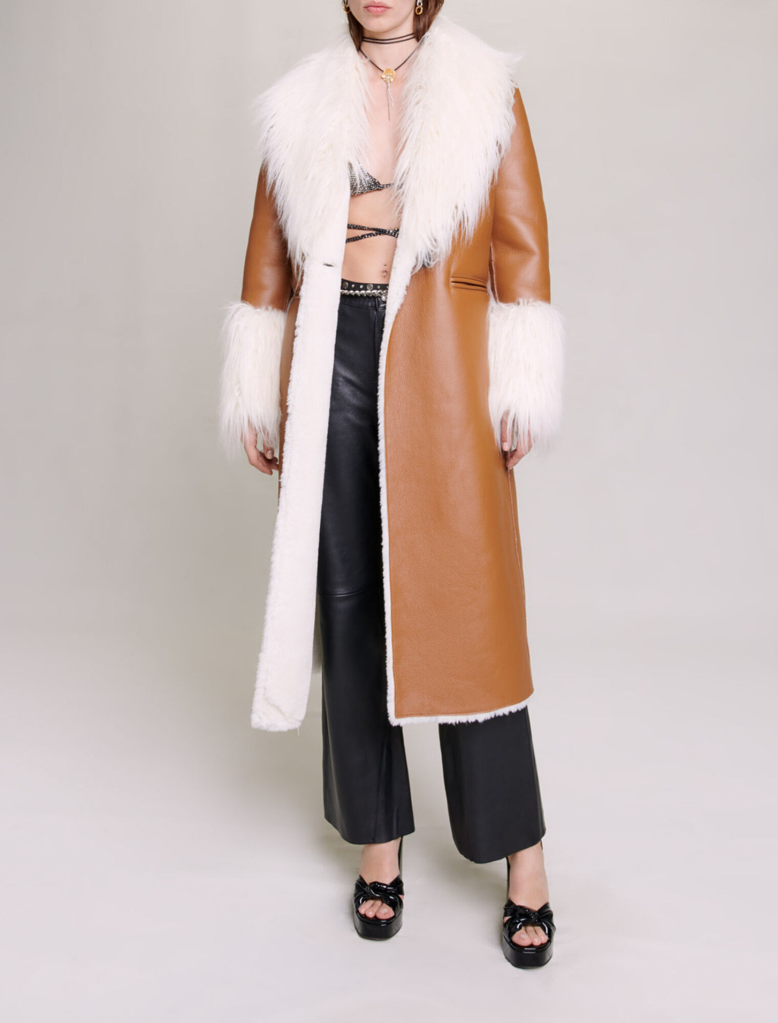 Long faux fur coat