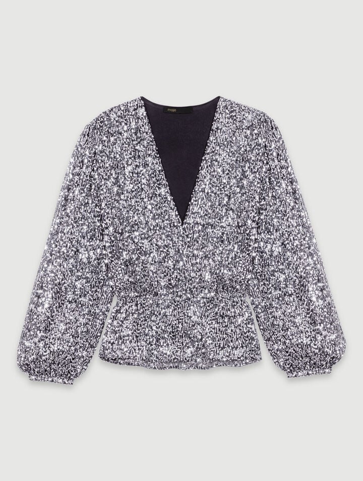 Smocked sequin top